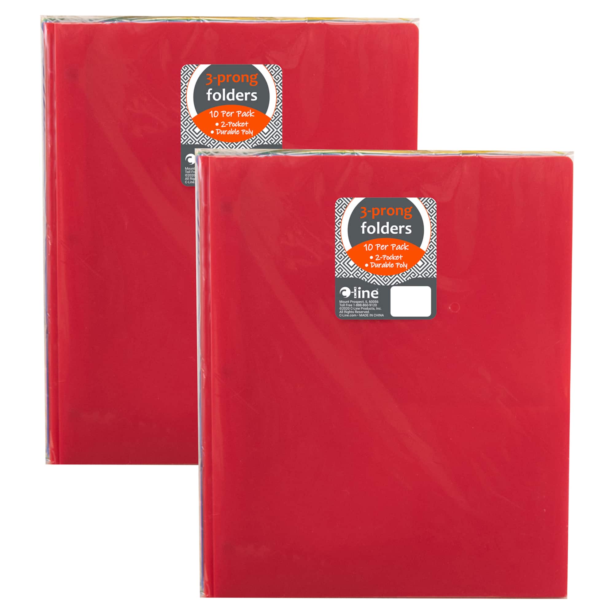 C-Line® Two-Pocket Heavyweight Poly Portfolio Folders, 2 Packs of 10